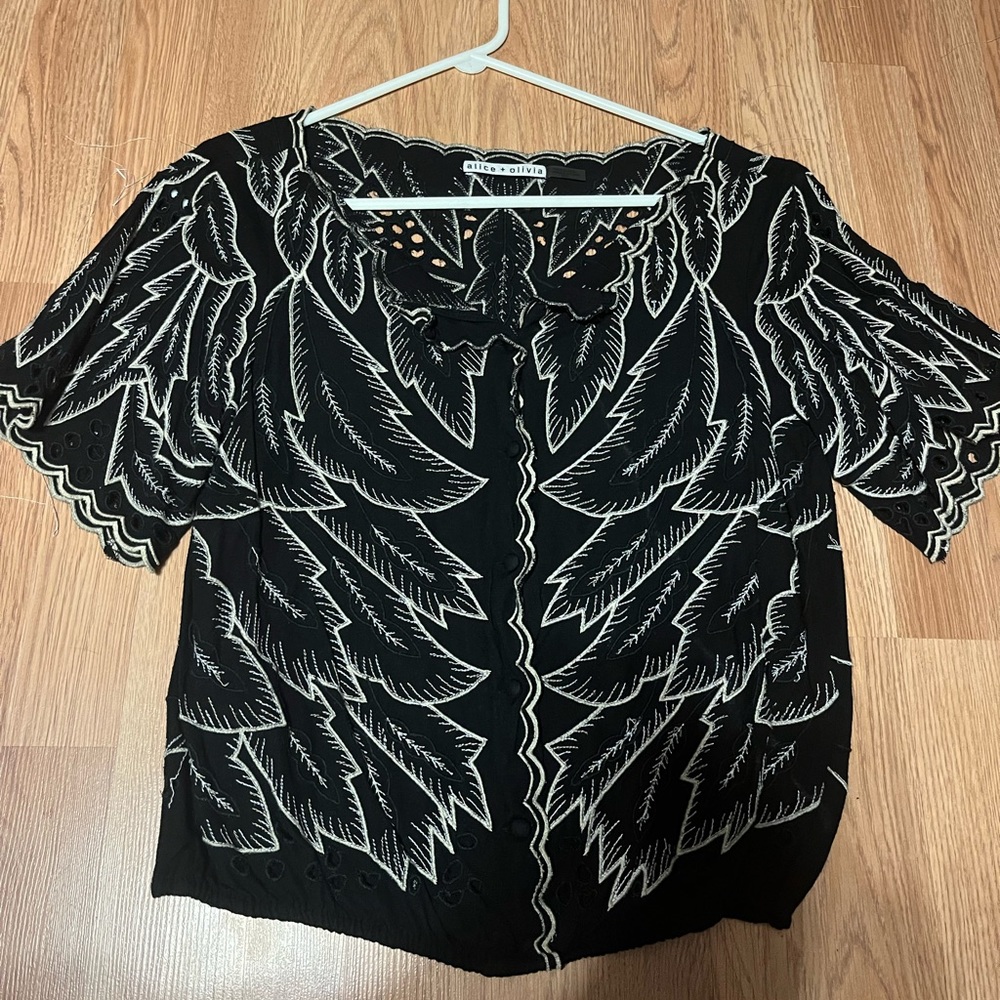 Black detailed Alice & Olivia Blouse